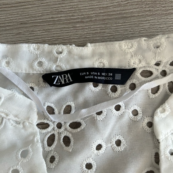 Zara eyelet embroidery white matching set XS. Wore once. Like New - Picture 6 of 8